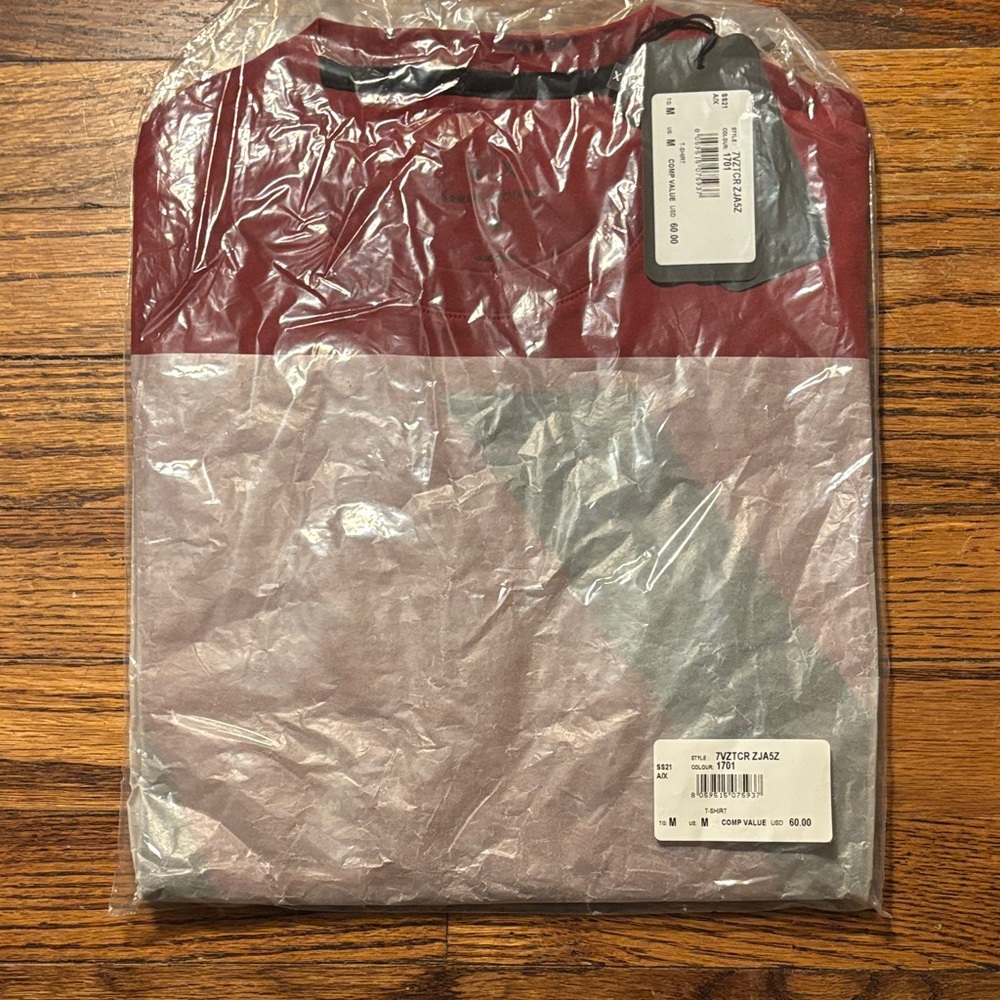 Armani Exchange Short Sleeve Tee in Burgundy and Black